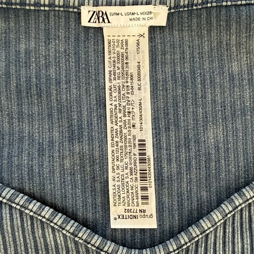 Zara Navy Ribbed Crop Top
